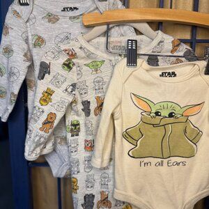 Star Wars Baby Yoda Grogu Infant Bundle | Onesies & Sleepers NB–3M 6-Piece Set